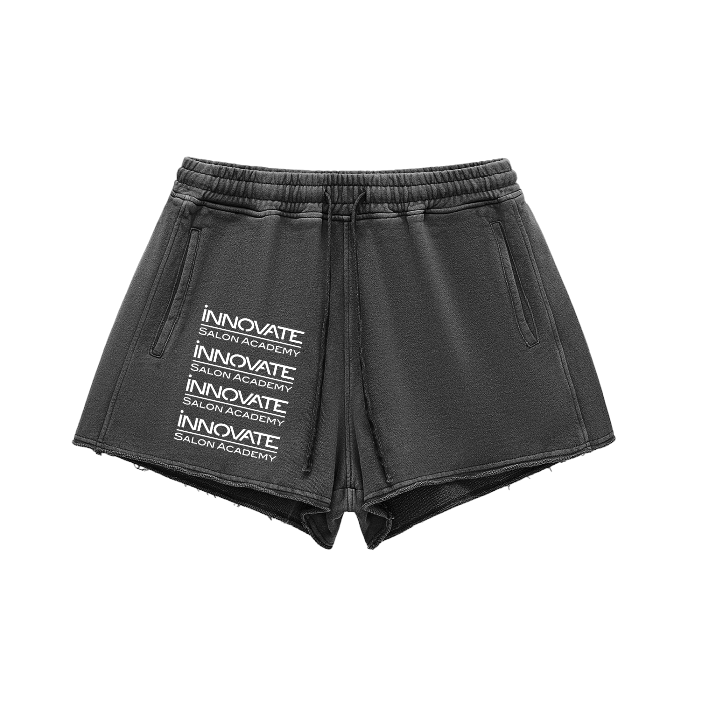 Snow Washed Raw Edge Drawstring Shorts