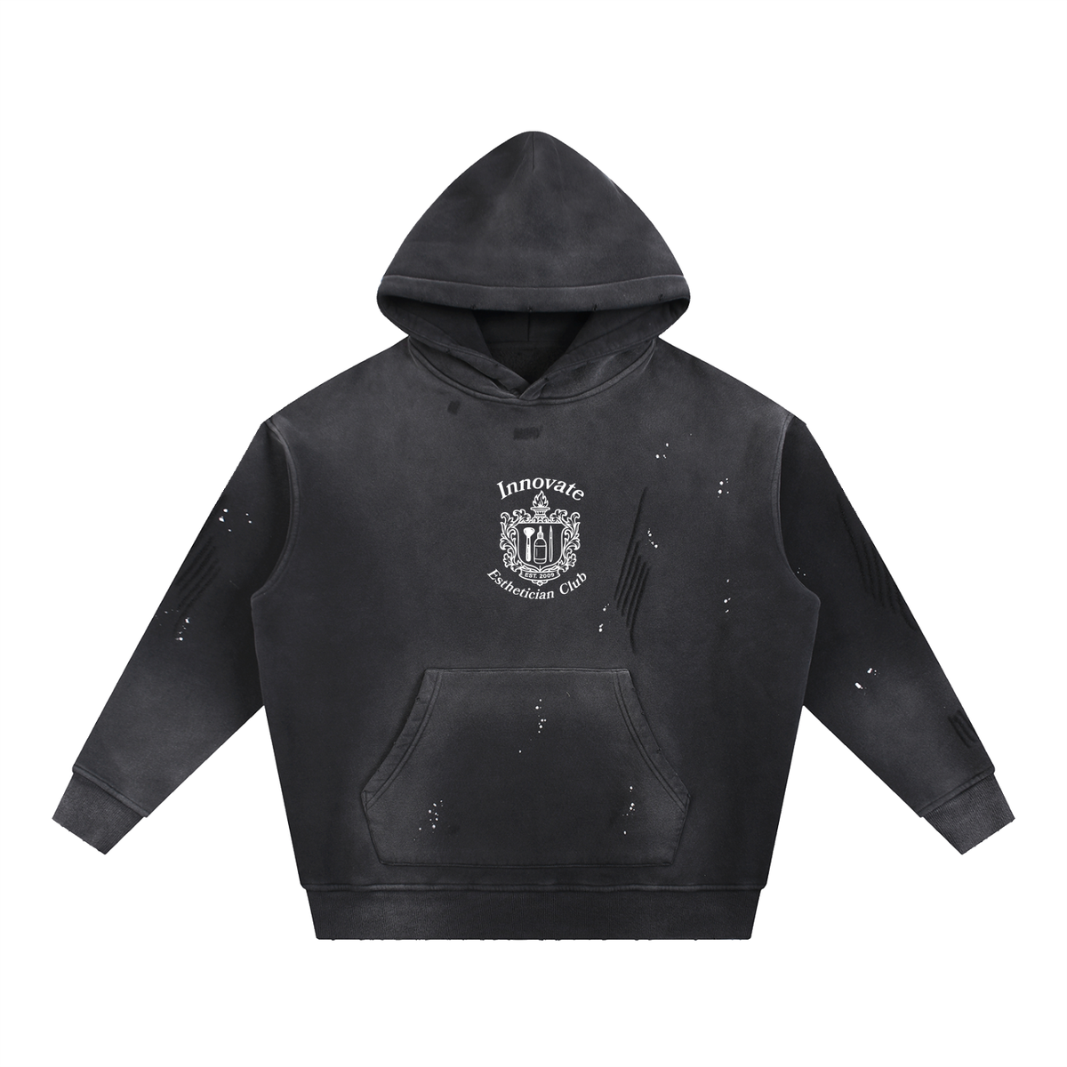 Vintage Washed Frayed Fleece Hoodie
